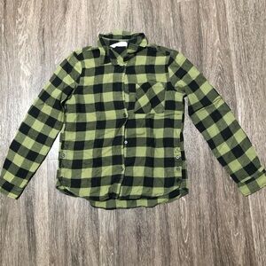 H&M Black and Green Plaid Flannel Shirt 9-10Y